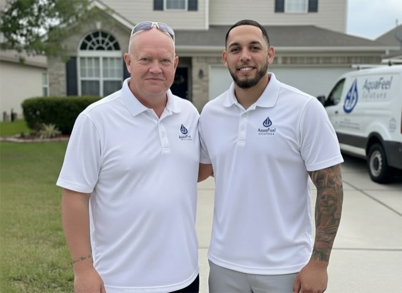 Aquafeel Solutions team members in the field ready to serve customers